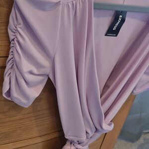 NWT Express Light Purple Ruched Sleeve Top, Women's S